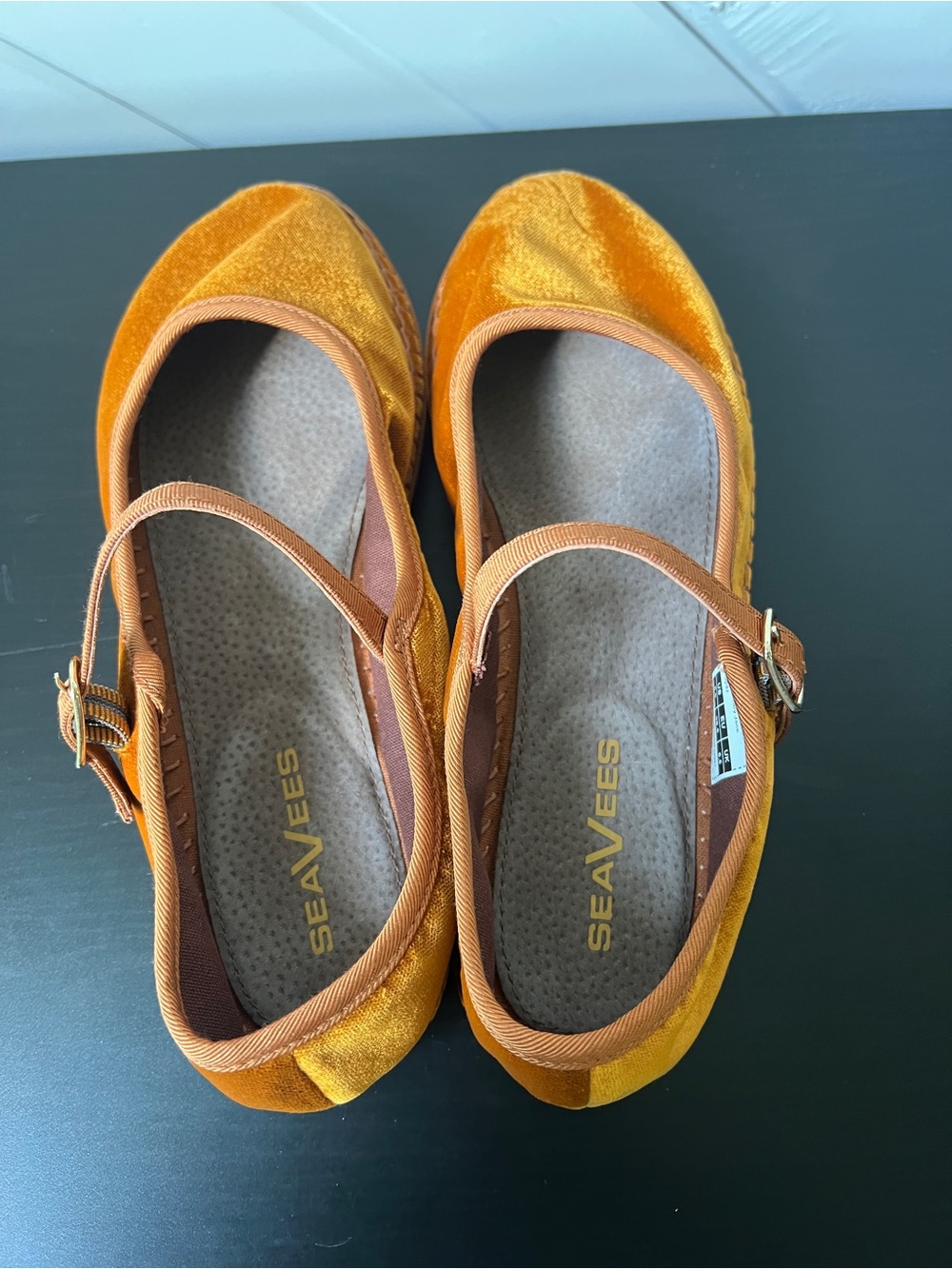 NWOB SeaVees Carlyle Mary Jane Topaz French Velvet Flats Shoes Size 8.5 - Picture 6 of 6